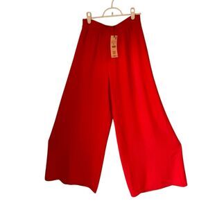 Zara Wide Leg Pull on Trousers. Medium. Tomato Red NWT